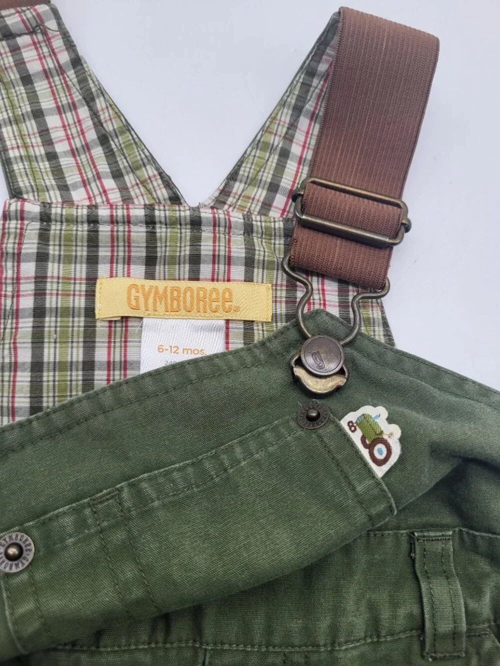 VTG Gymboree Petting Zoo Line 6-12M Boy's Overalls Green Farm Chore Kidcore y2k